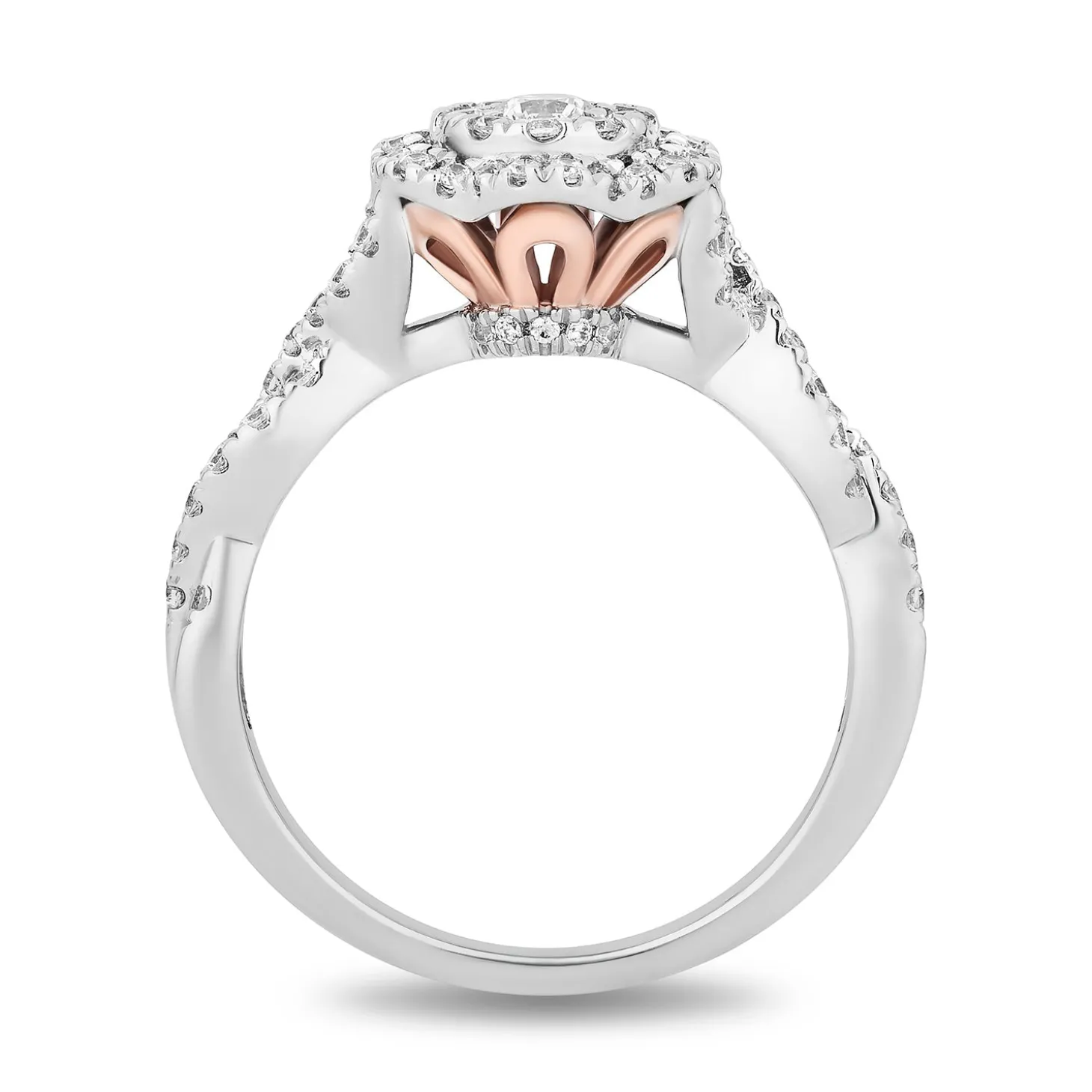 Enchanted Disney Fine Jewelry 14K Rose Gold and White Gold with 5/8 CTTW Diamonds Belle Engagement Ring