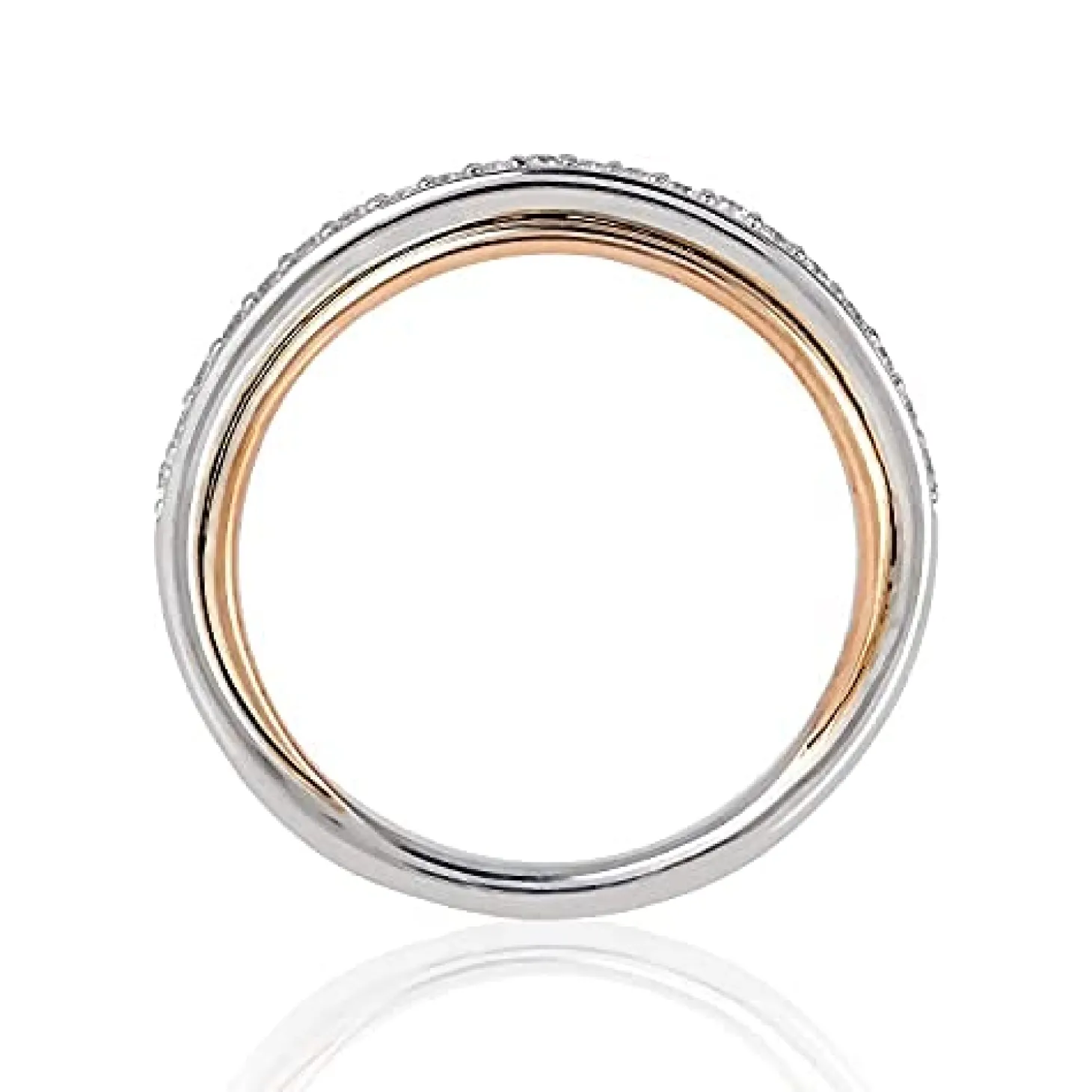 Enchanted Disney Fine Jewelry 14K White Gold and Rose Gold 1/6 CTTW Belle Wedding Band