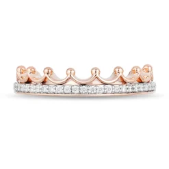 Enchanted Disney Fine Jewelry 10K Rose Gold 1/10 CTTW Diamond Majestic Princess Tiara Ring