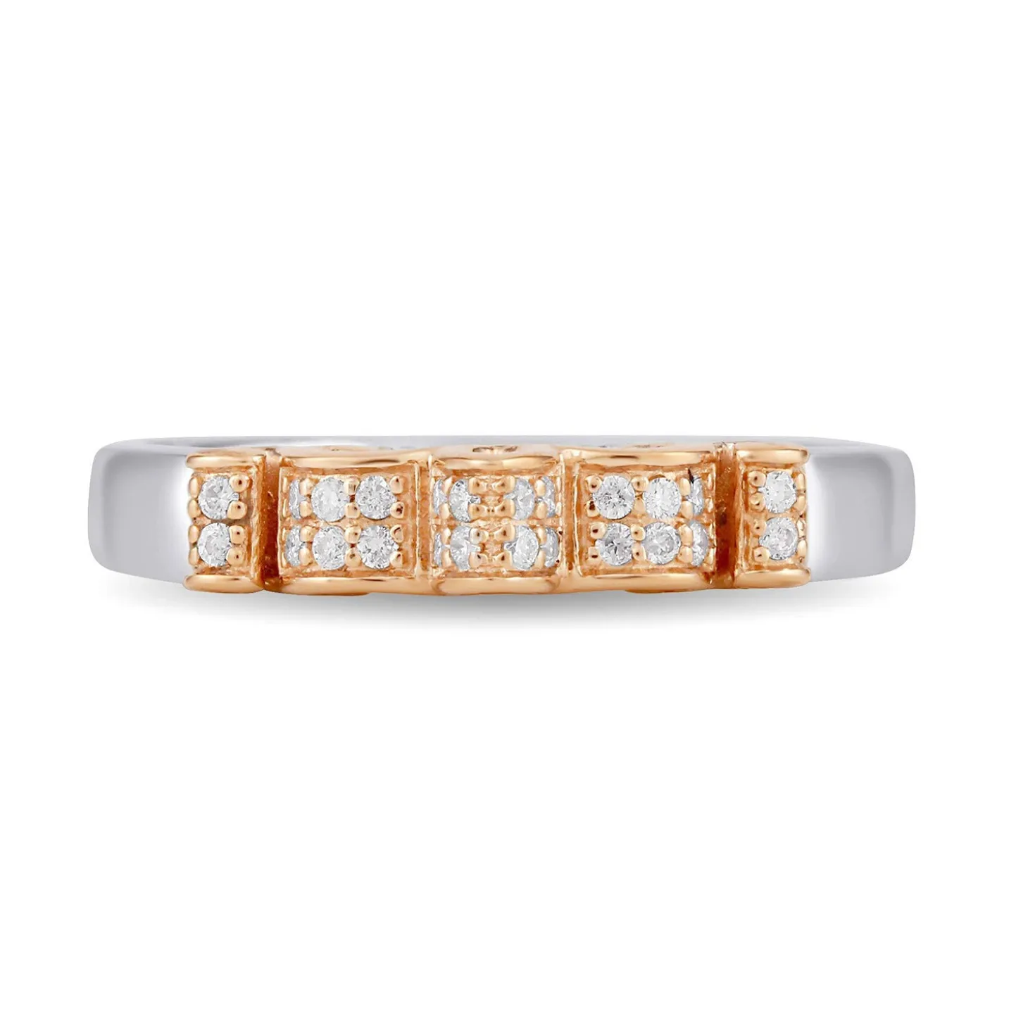 Enchanted Disney Fine Jewelry Sterling Silver and 10K Rose Gold 1/8 CTTW Disney Majestic Princess Ring