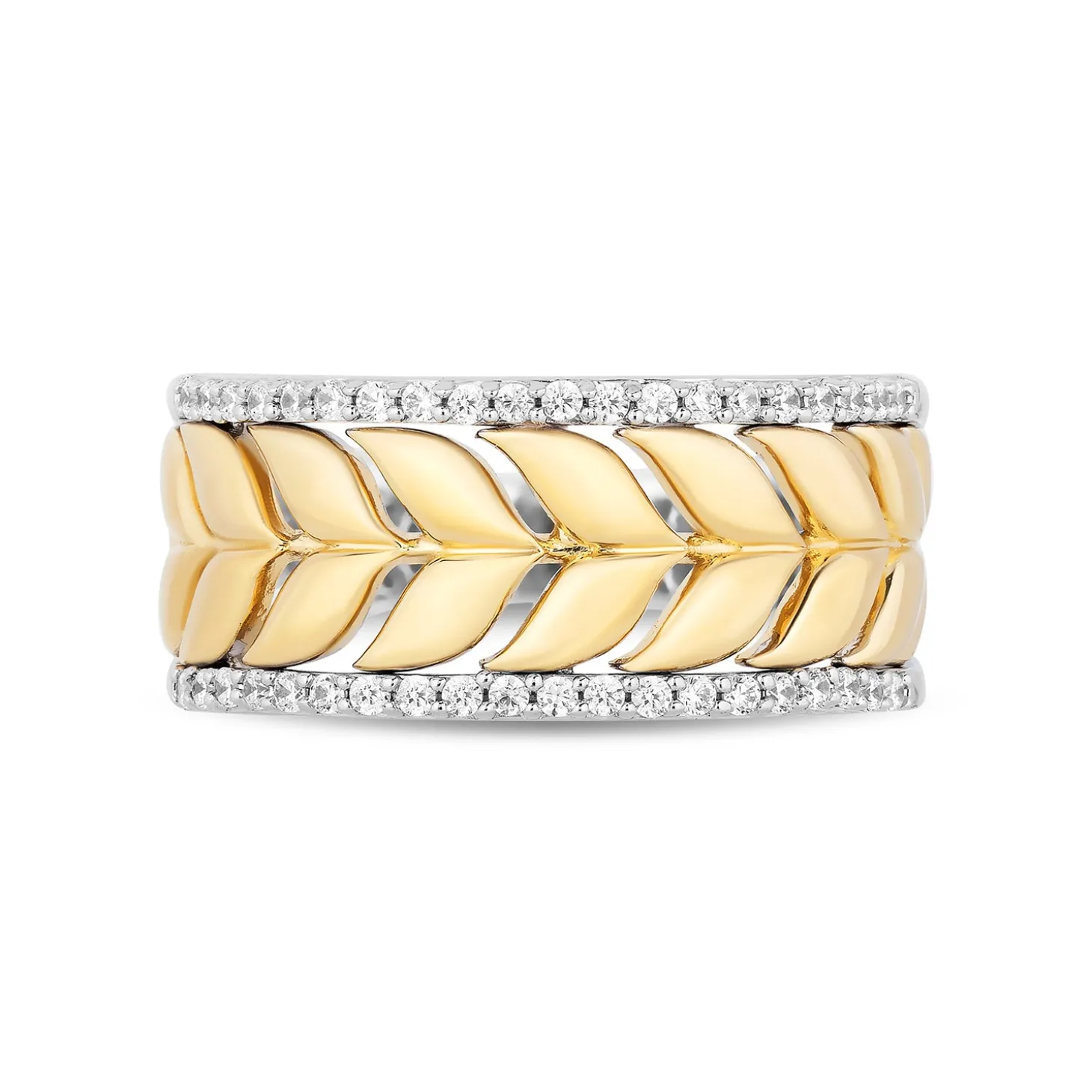 Enchanted Disney Fine Jewelry Sterling Silver and 10K Yellow Gold with 1/5 CTTW Diamond Anna Wheat Anniversary Band