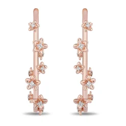 Enchanted Disney Fine Jewelry 14K Rose Gold Over Sterling Silver with 1/10 CTTW Diamonds Rapunzel Hoop Earrings