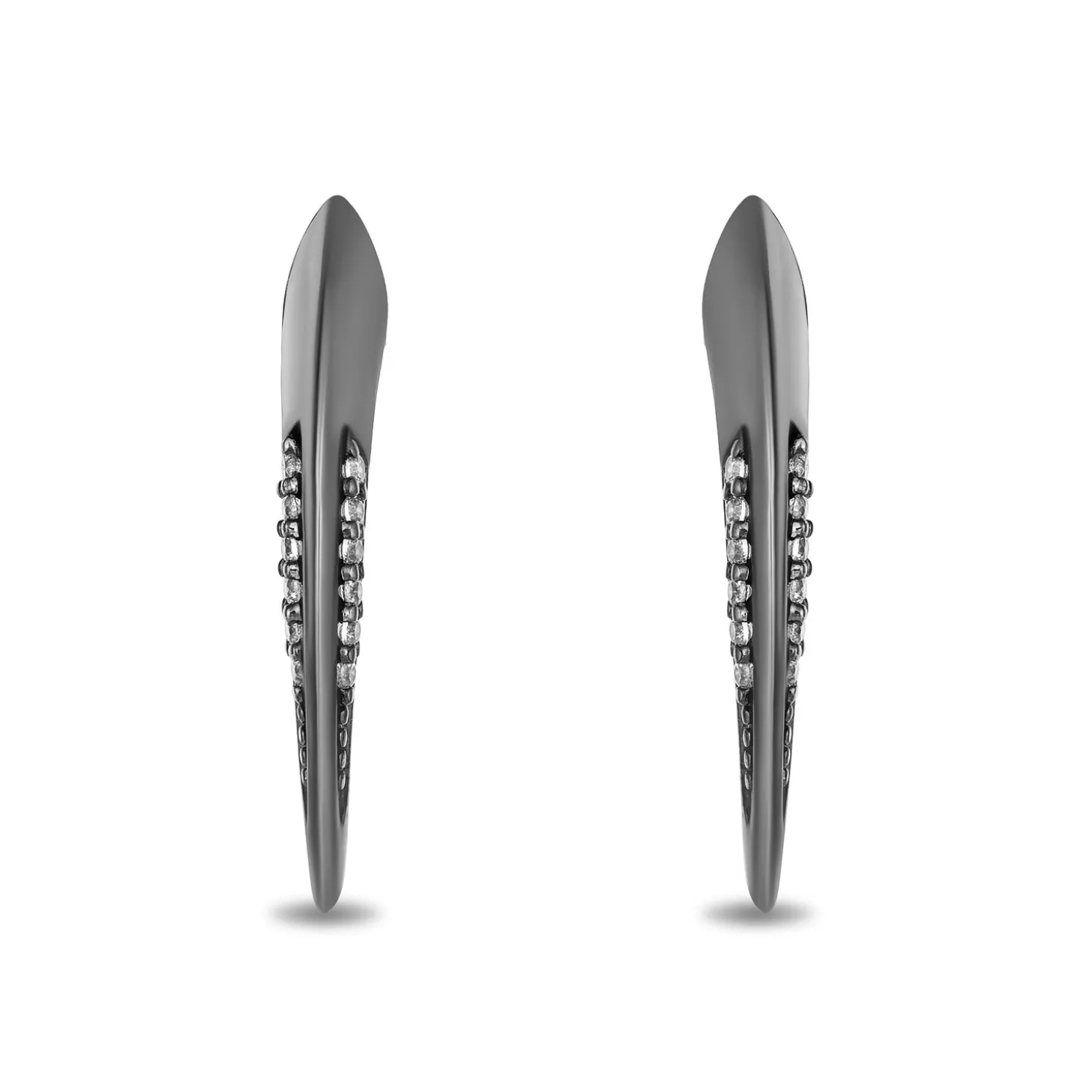 Enchanted Disney Fine Jewelry Black Rhodium Over Sterling Silver with 1/10 CTTW Diamond Maleficent Earrings