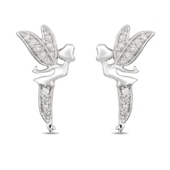 Enchanted Disney Fine Jewelry Sterling Silver 1/10 CTTW Tinker Bell Earrings