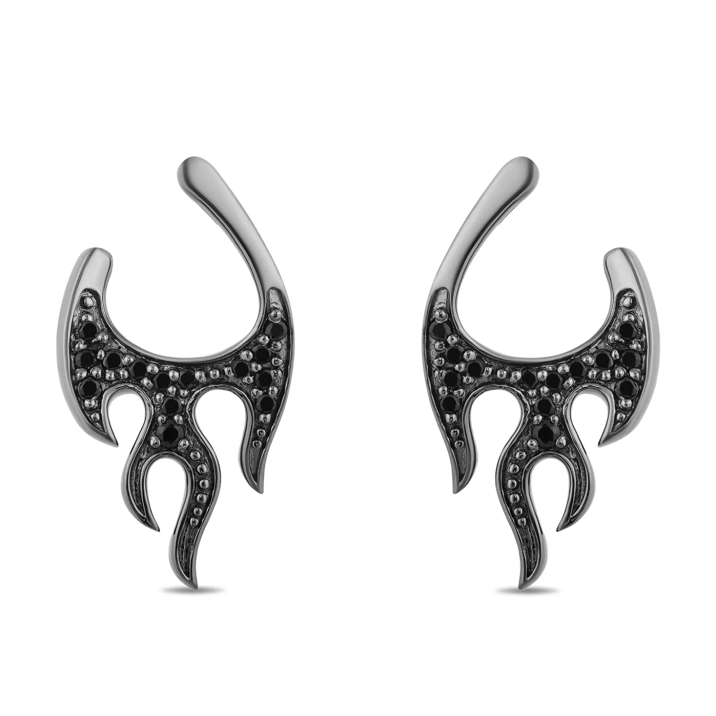 Enchanted Disney Fine Jewelry Black Rhodium over Sterling Silver with 1/4 CTTW Black Diamond Maleficent Flames Earrings