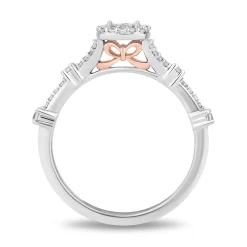 Enchanted Disney Fine Jewelry 14K White Gold and Rose Gold with 1/3 CTTW Diamonds Snow White Engagement Ring