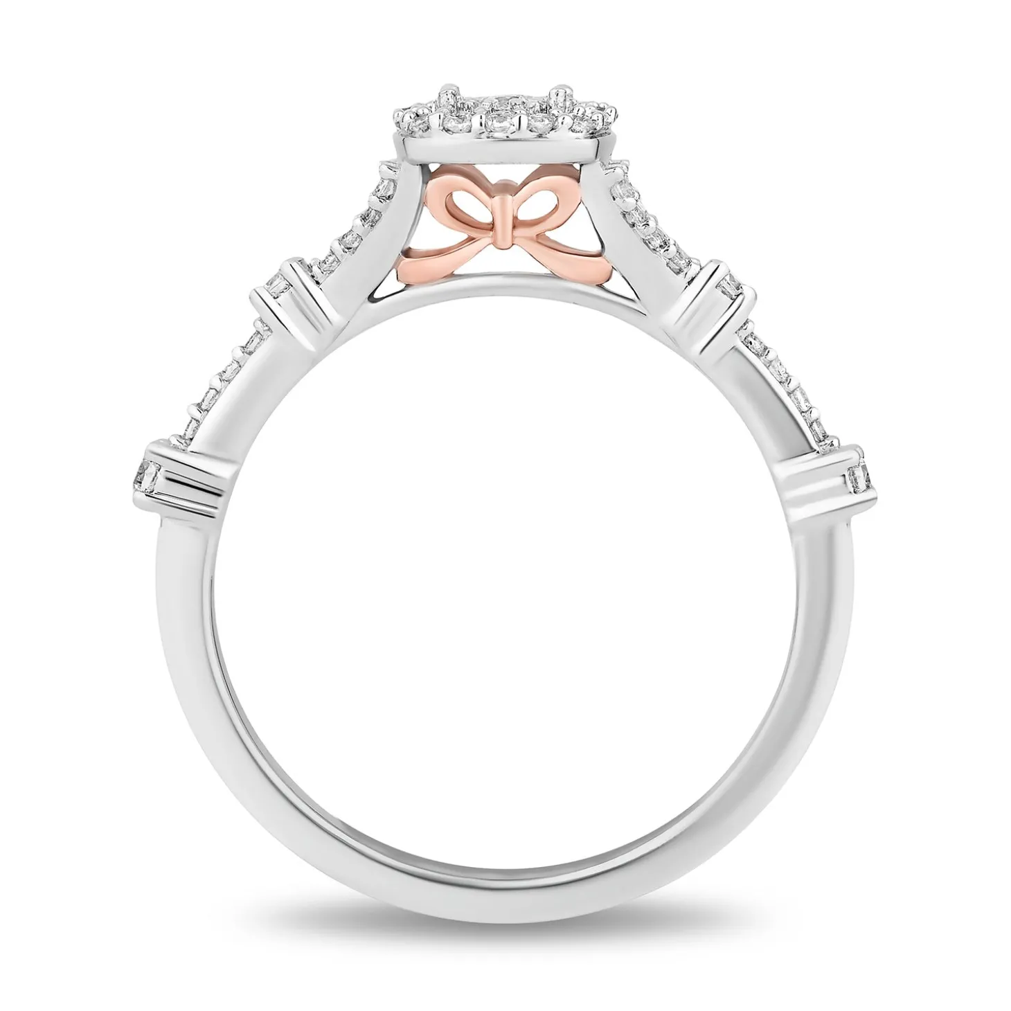 Enchanted Disney Fine Jewelry 14K White Gold and Rose Gold with 1/3 CTTW Diamonds Snow White Engagement Ring