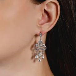 Enchanted Disney Fine Jewelry 14k White Gold 1 3/8 CTTW Cinderella Carriage Earrings