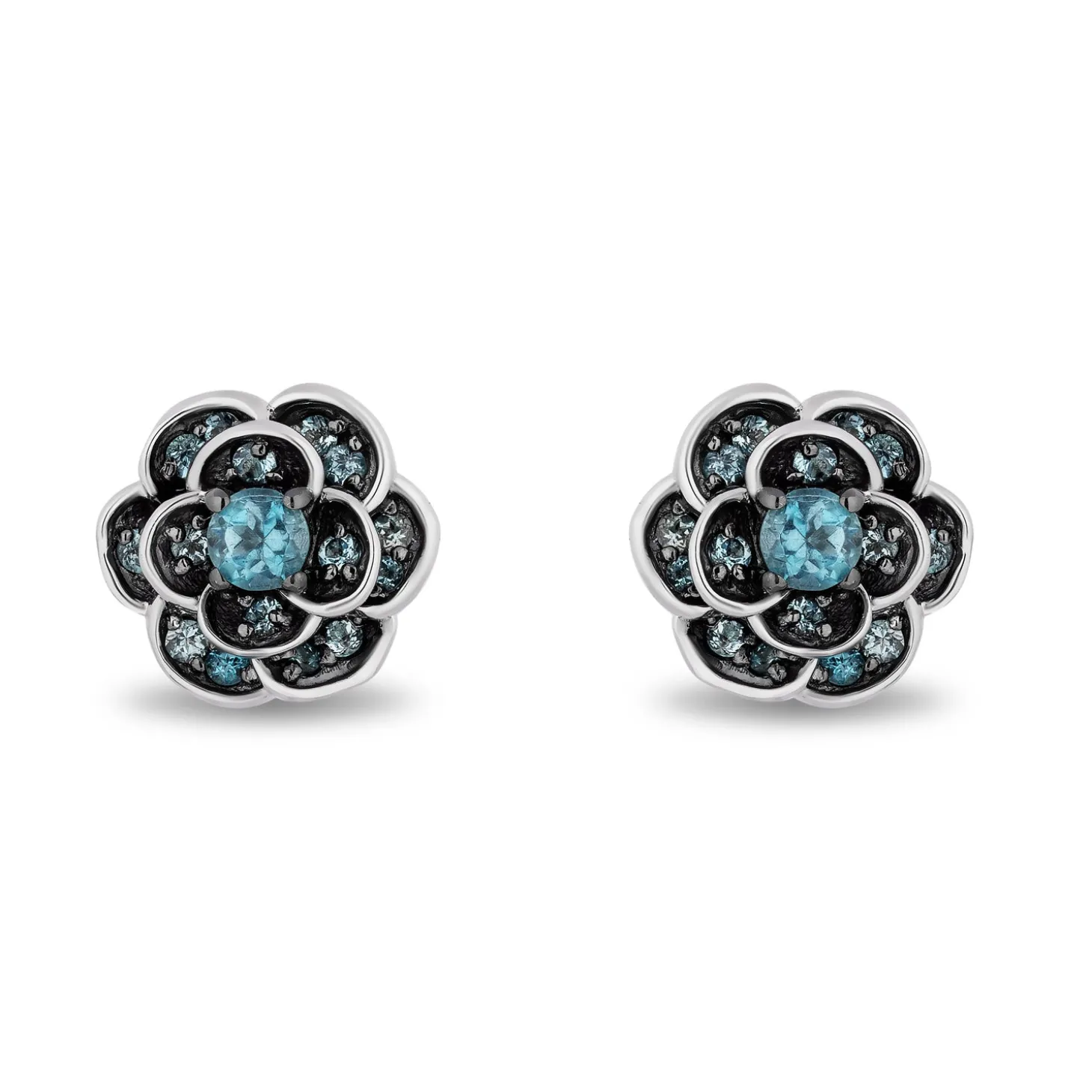 Enchanted Disney Fine Jewelry Sterling Silver London Blue Topaz Cinderella Gardania Stud Earrings