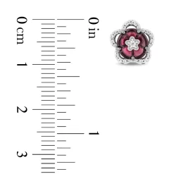 Enchanted Disney Fine Jewelry Black Rhodium Over Sterling Silver with 1/5 CTTW Diamonds and Rhodolite Garnet Mulan Earrings