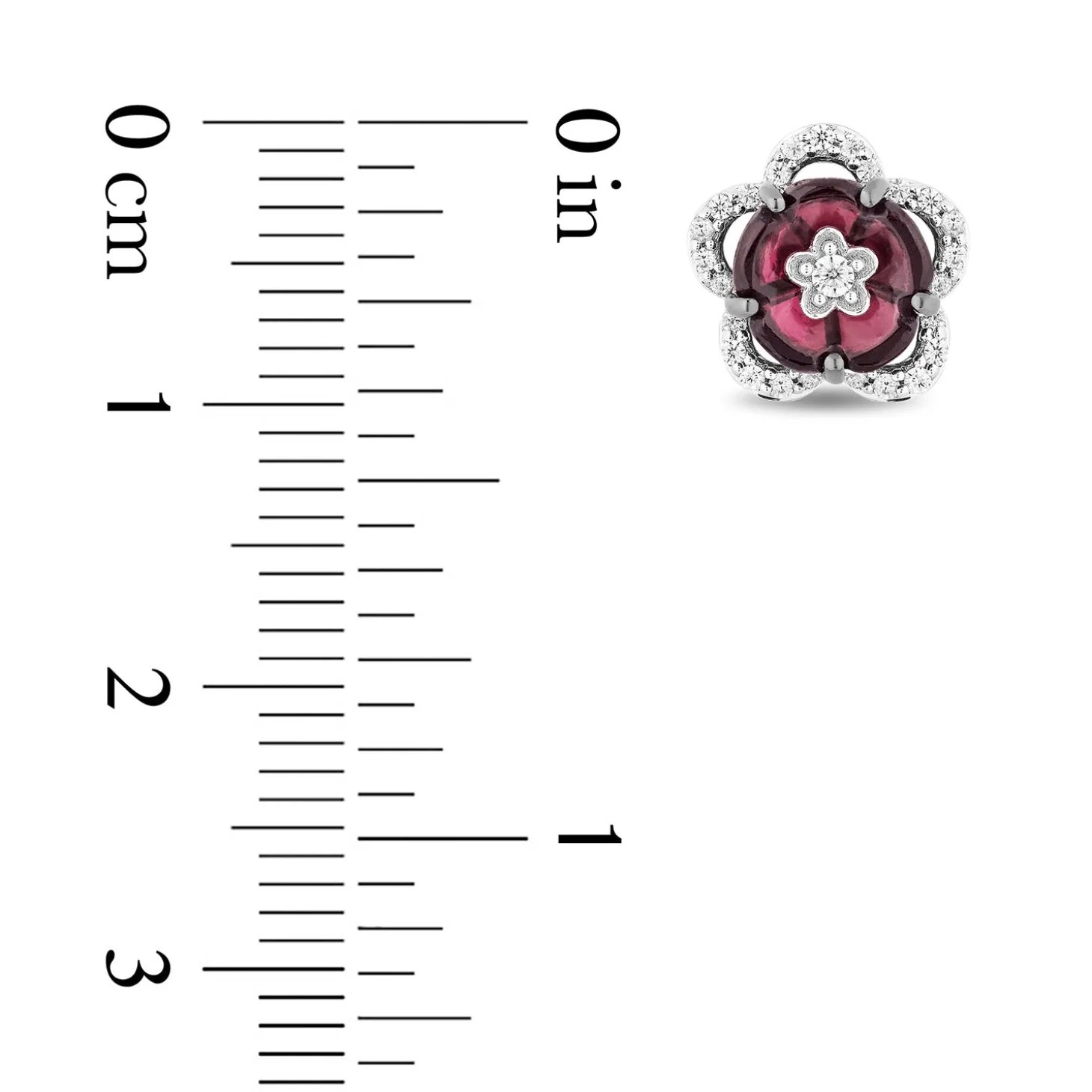 Enchanted Disney Fine Jewelry Black Rhodium Over Sterling Silver with 1/5 CTTW Diamonds and Rhodolite Garnet Mulan Earrings