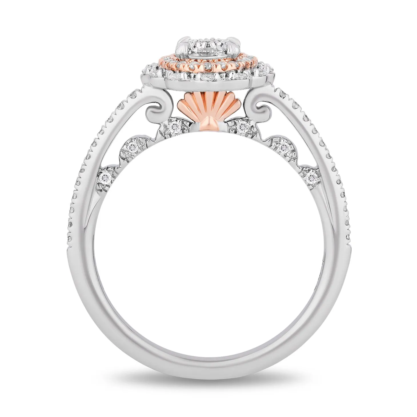 Enchanted Disney Fine Jewelry 14K White Gold and Rose Gold with 1/2 CTTW Diamonds Ariel Engagement Ring