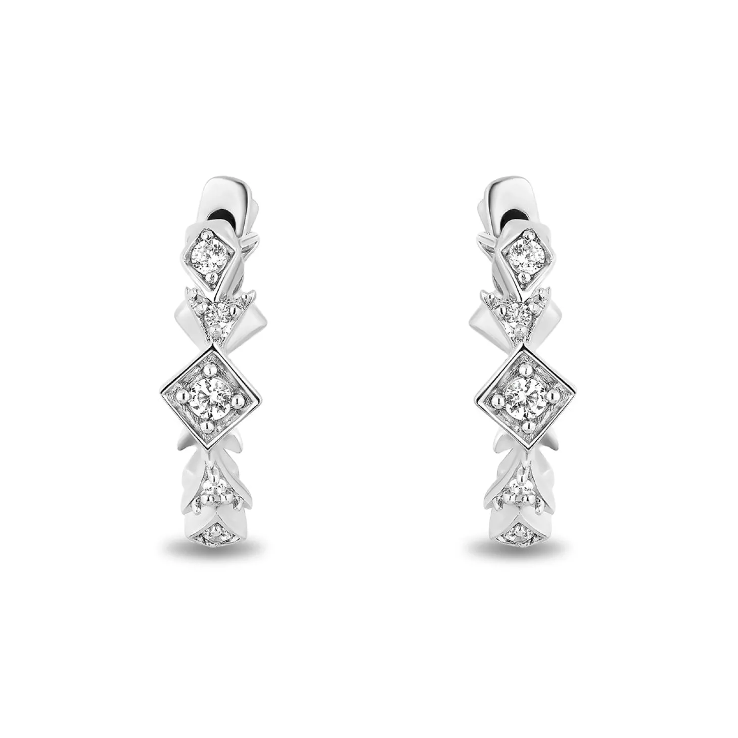 Enchanted Disney Fine Jewelry Sterling Silver with 1/10 CTTW Diamond Elsa Huggie Earrings