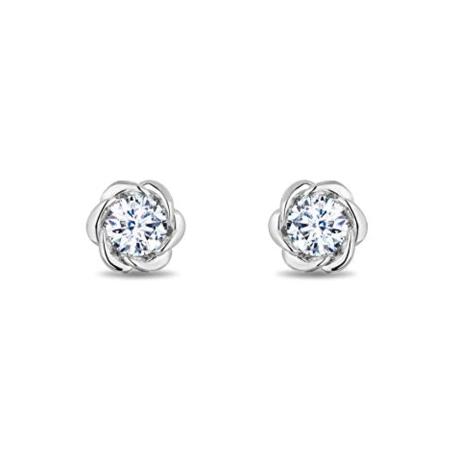 Enchanted Disney Fine Jewelry 14K White Gold with 1/2 CTTW Diamond Belle Solitaire Earrings