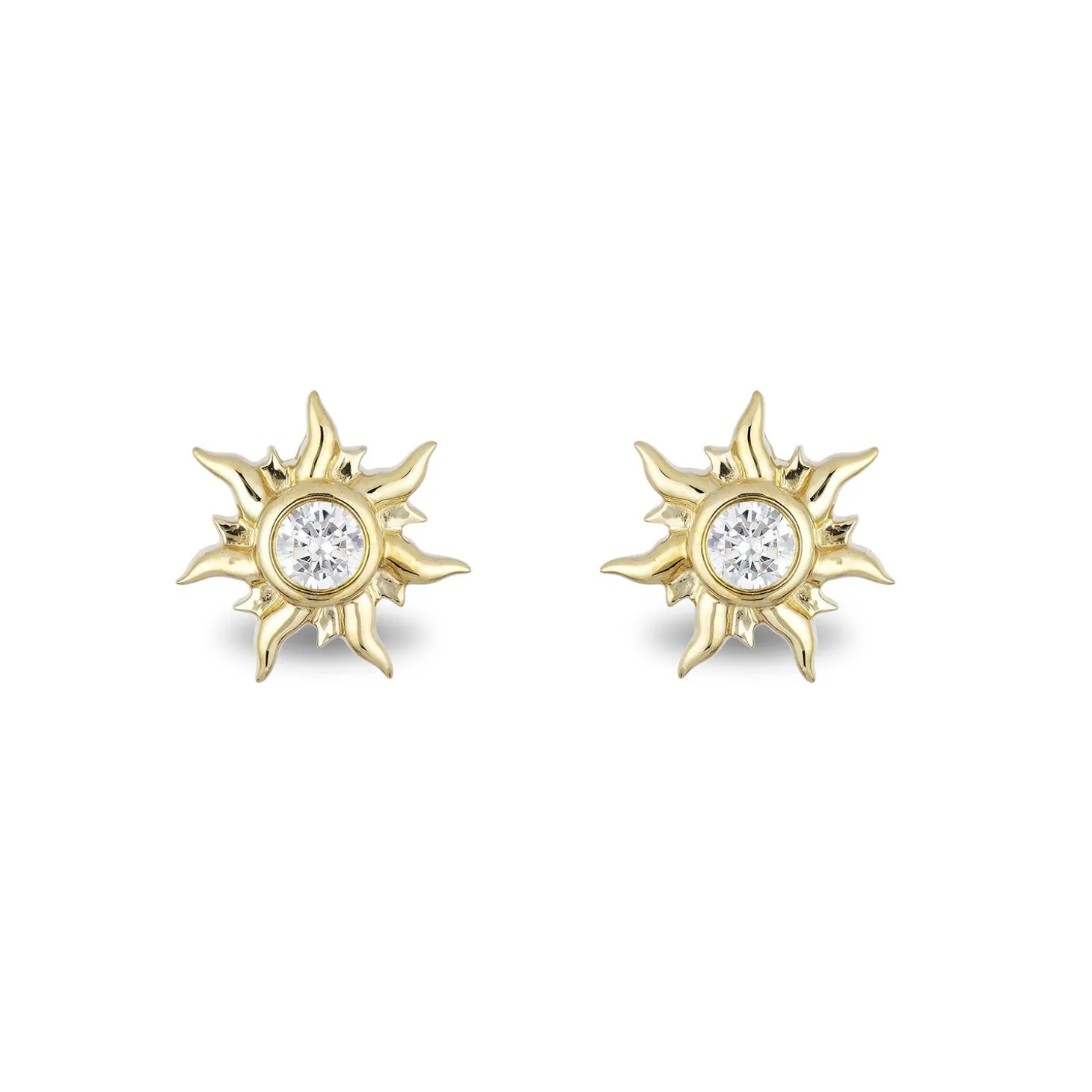 Enchanted Disney Fine Jewelry 10K Yellow Gold 1/10 CTTW Rapunzel Sun Blaze Earrings