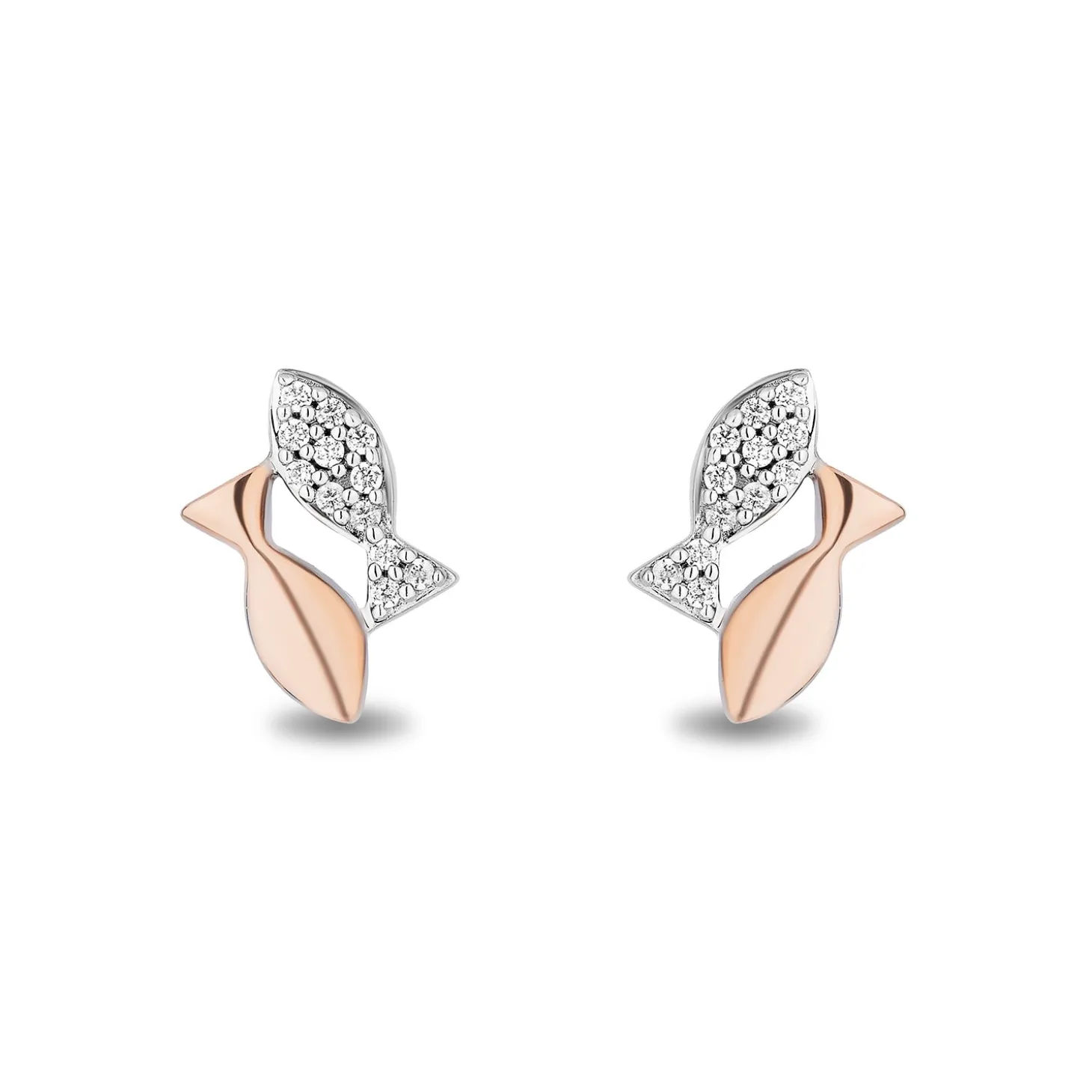 Enchanted Disney Fine Jewelry 14K Rose Gold Over Sterling Silver with 1/10 CTTW Diamonds Ariel Earrings