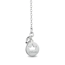 Enchanted Disney Fine Jewelry Sterling Silver with 1/10 CTTW Diamonds and Gemstones Majestic Princess Key Heart Necklace