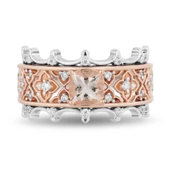 Enchanted Disney Fine Jewelry Sterling Silver and 10K Rose Gold with 1/5 CTTW Diamond and Morganite Aurora Engagement Ring