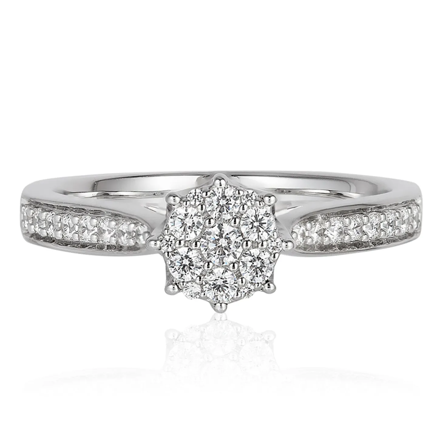 Enchanted Disney Fine Jewelry 10K White Gold with 1/3 CTTW Diamonds and Amethyst Ariel Engagement Ring