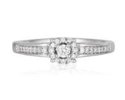 Enchanted Disney Fine Jewelry 14K White Gold and Rose Gold with 1/5 CTTW Ariel Shell Promise Ring