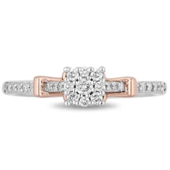 Enchanted Disney Fine Jewelry 10K White Gold and Rose Gold with 1/5 CTTW Diamond Snow White Promise Ring
