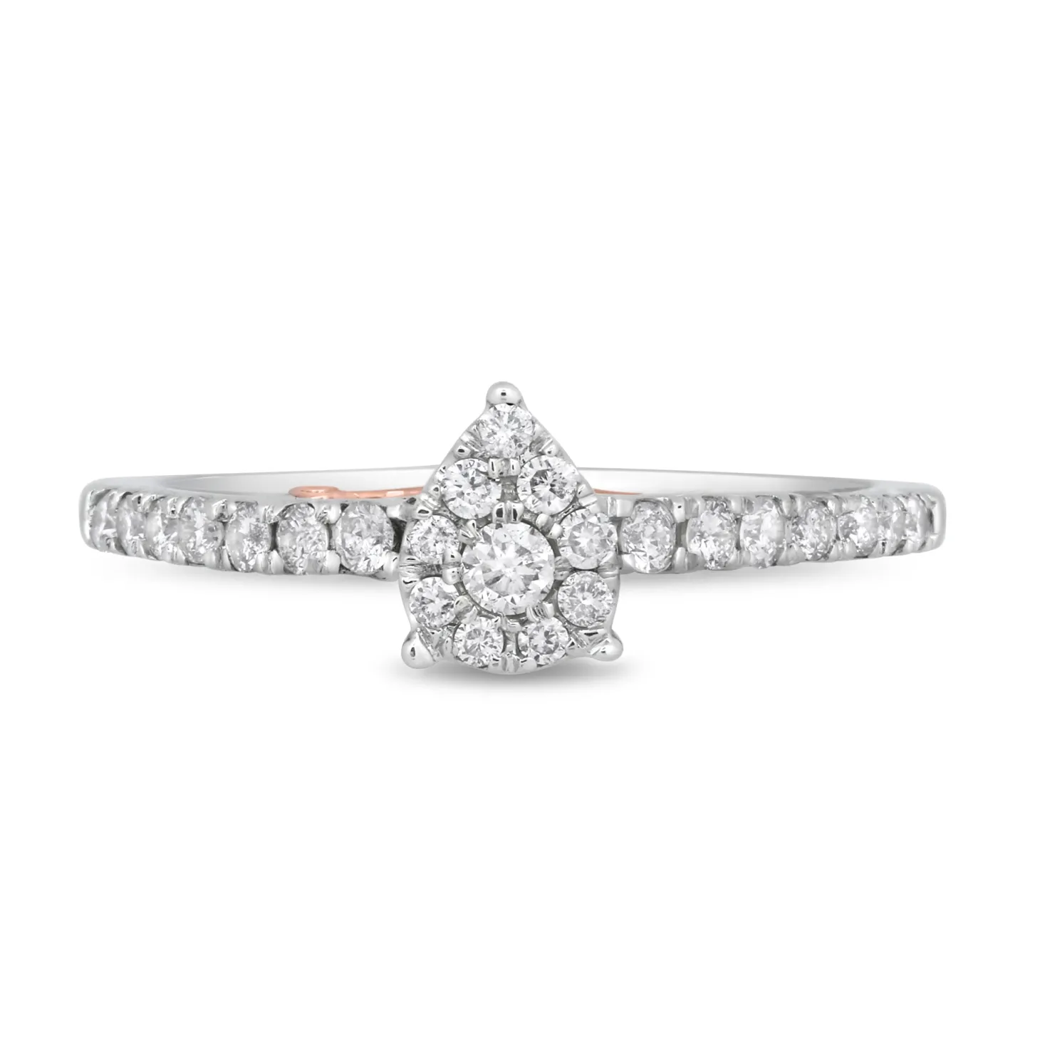 Enchanted Disney Fine Jewelry 10K White Gold and Rose Gold 1/3 CTTW Ariel Shell Engagement Ring