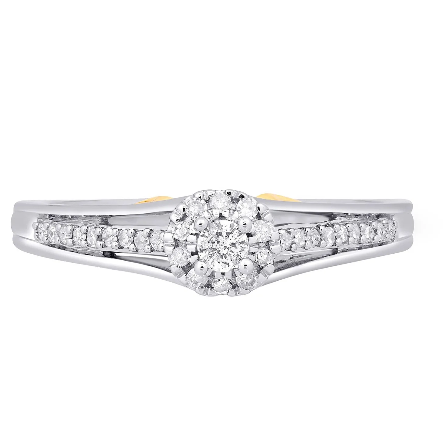 Enchanted Disney Fine Jewelry 10k White Gold and Yellow Gold with 1/5 CTTW Tinker Bell Promise Ring