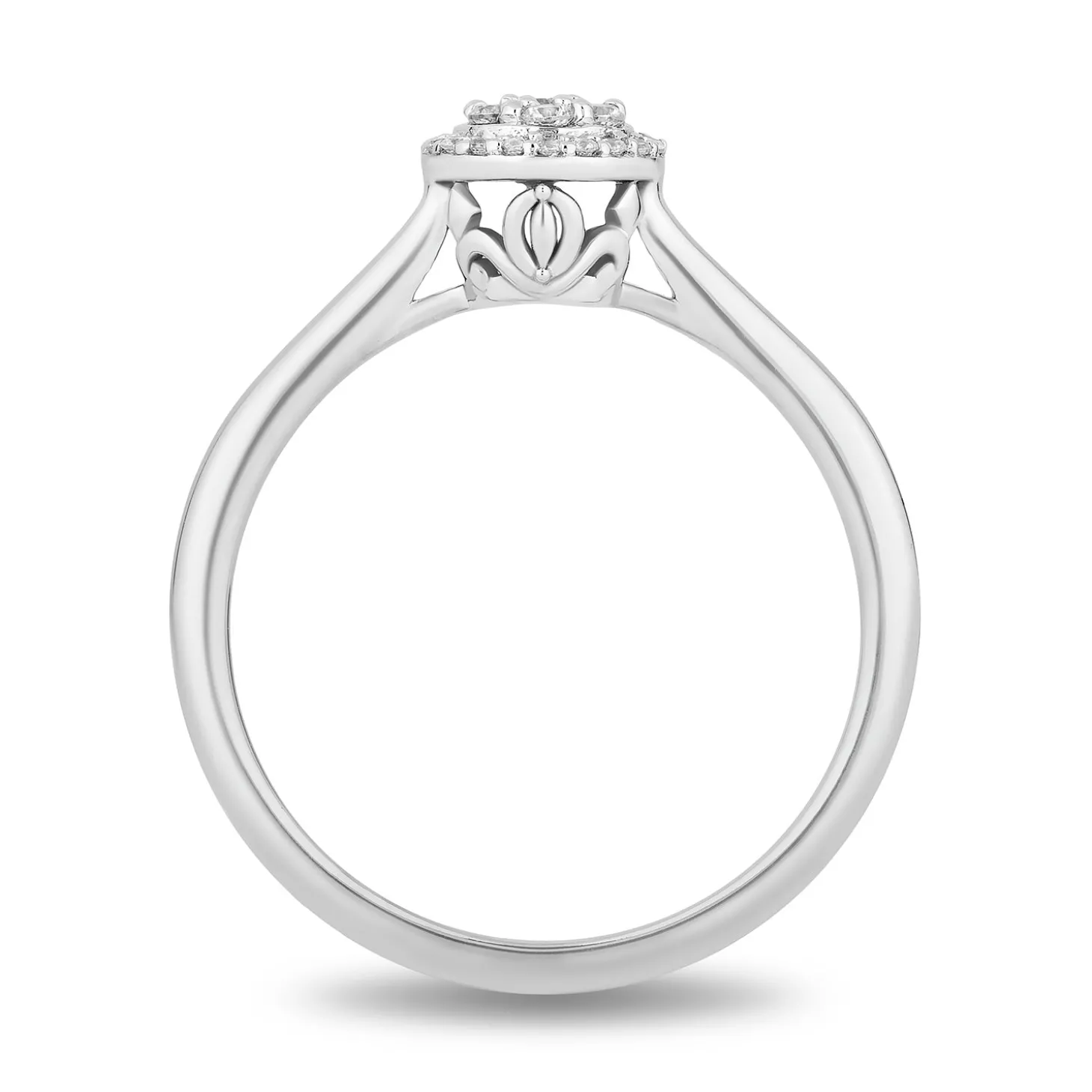 Enchanted Disney Fine Jewelry Sterling Silver with 1/6 CTTW Diamonds Cinderella Engagement Ring