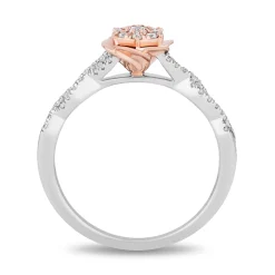 Enchanted Disney Fine Jewelry 10K White Gold and Rose Gold with 1/4 CTTW Diamonds Belle Engagement Ring