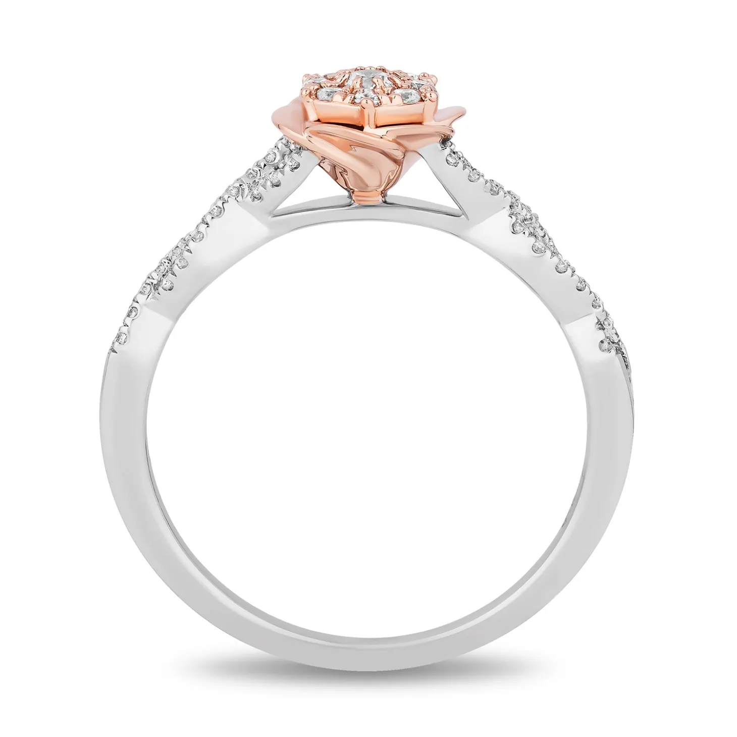 Enchanted Disney Fine Jewelry 10K White Gold and Rose Gold with 1/4 CTTW Diamonds Belle Engagement Ring
