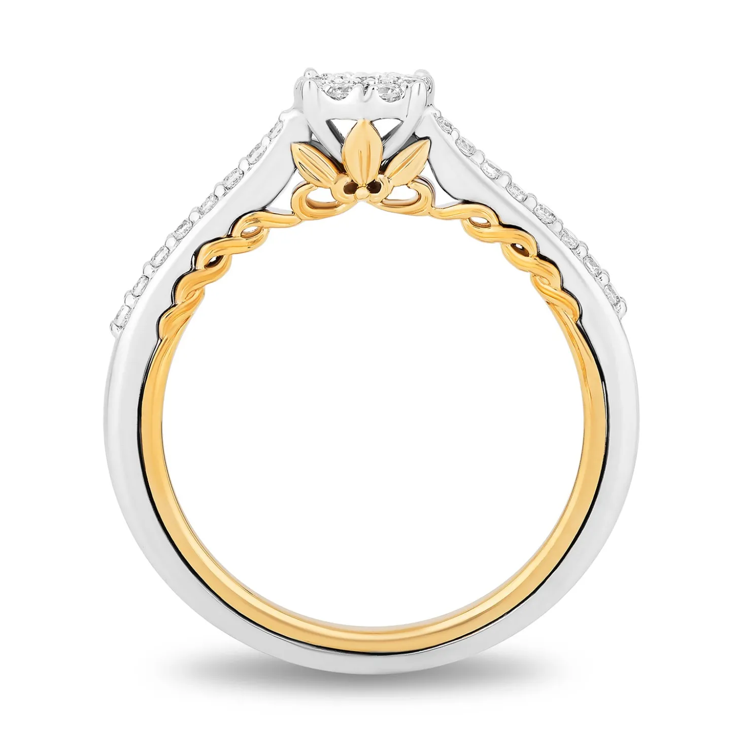 Enchanted Disney Fine Jewelry 10K White Gold and Yellow Gold with 1/3 CTTW Diamonds Rapunzel Engagement Ring