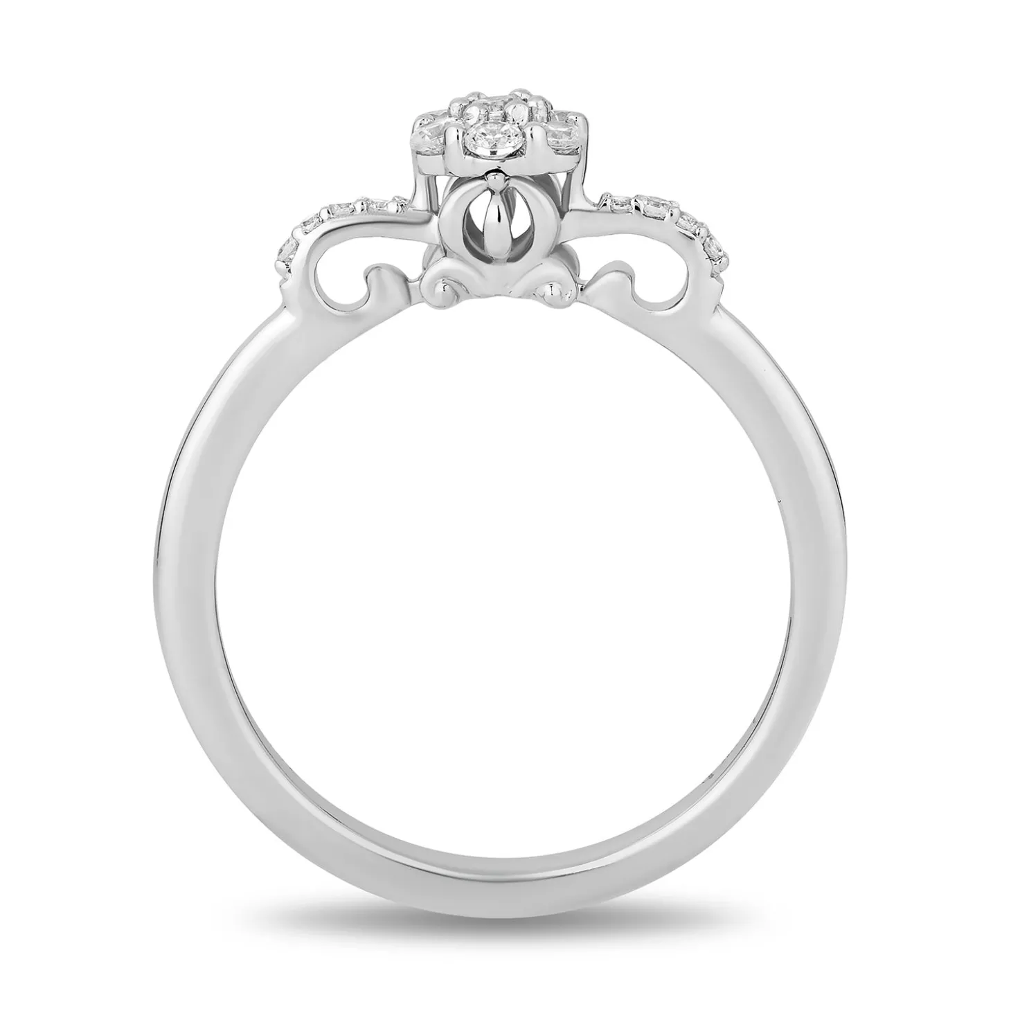 Enchanted Disney Fine Jewelry 10K White Gold with 1/4 CTTW Diamonds Cinderella Engagement Ring