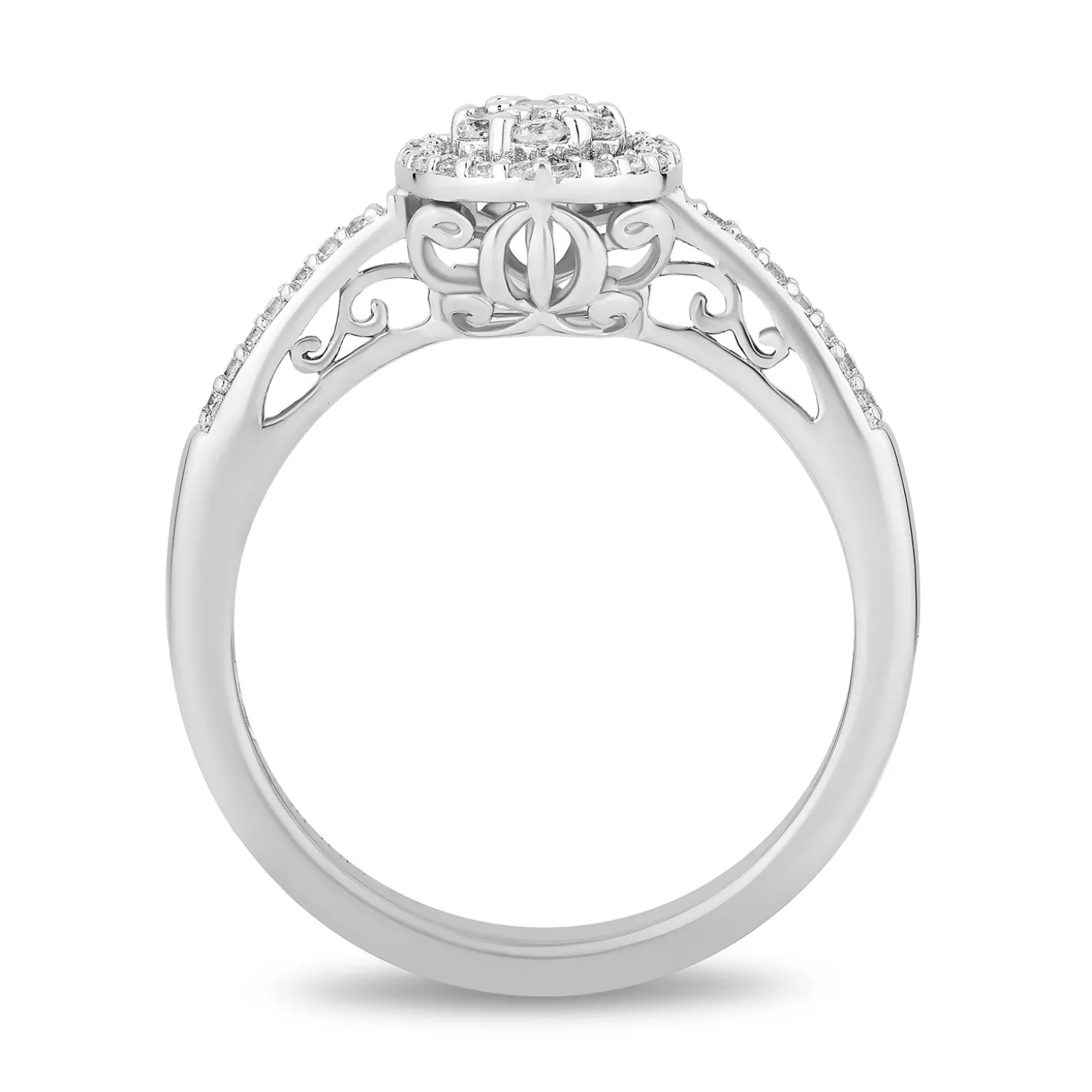 Enchanted Disney Fine Jewelry 14K White Gold with 1/2 CTTW Diamonds Cinderella Engagement Ring