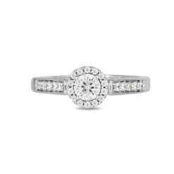 Enchanted Disney Fine Jewelry 14k White Gold and Rose Gold with 1/2 CTTW Ariel Shell Engagement Ring