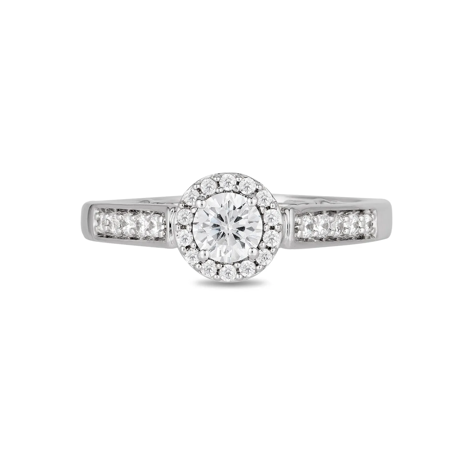 Enchanted Disney Fine Jewelry 14k White Gold and Rose Gold with 1/2 CTTW Ariel Shell Engagement Ring