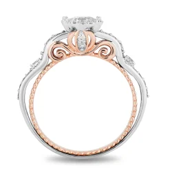 Enchanted Disney Fine Jewelry 14K White Gold and Rose Gold with 1 1/10 CTTW Cinderella Bridal Set