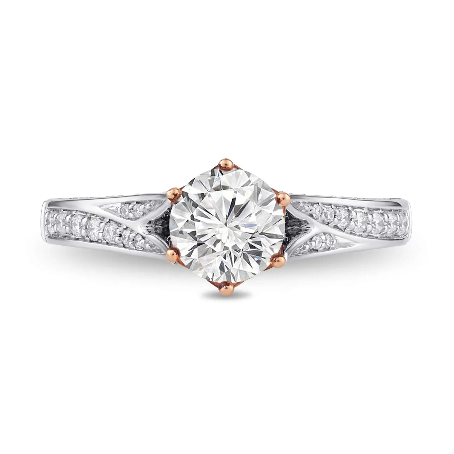 Enchanted Disney Fine Jewelry 14K White Gold and Rose Gold with 1 1/4 CTTW Majestic Princess Engagement Ring