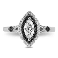 Enchanted Disney Fine Jewelry 14K White Gold with 3/4 CTTW White and Black Round Diamond Maleficent Engagement Ring