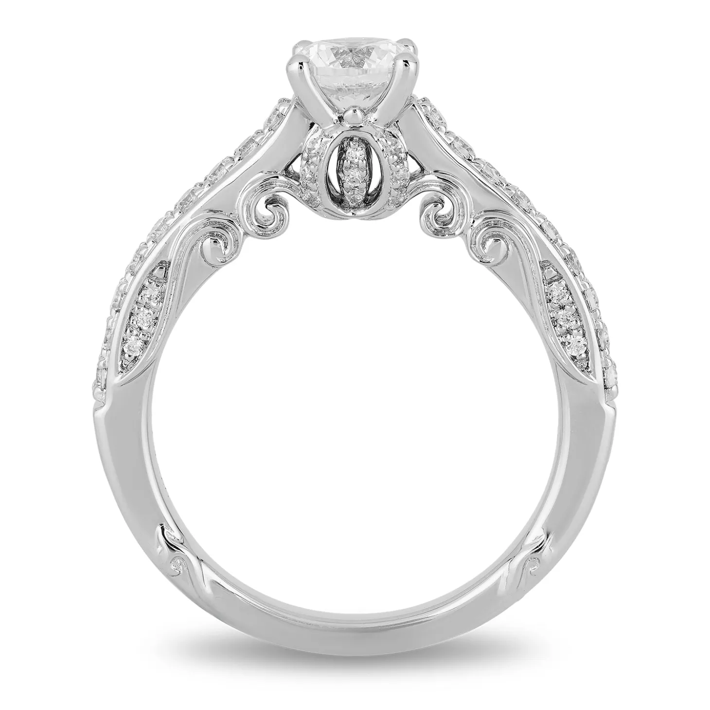Enchanted Disney Fine Jewelry 14K White Gold with 1 CTTW Diamond Cinderella Engagement Ring