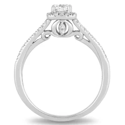 Enchanted Disney Fine Jewelry 14K White Gold With 5/8 CTTW Diamond Cinderella Engagement Ring
