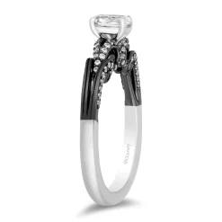 Enchanted Disney Fine Jewelry 14K White Gold with Black Rhodium Ursula Oval Engagement Ring with 1/2 CT Diamond Center and 3/4 CTTW Diamonds