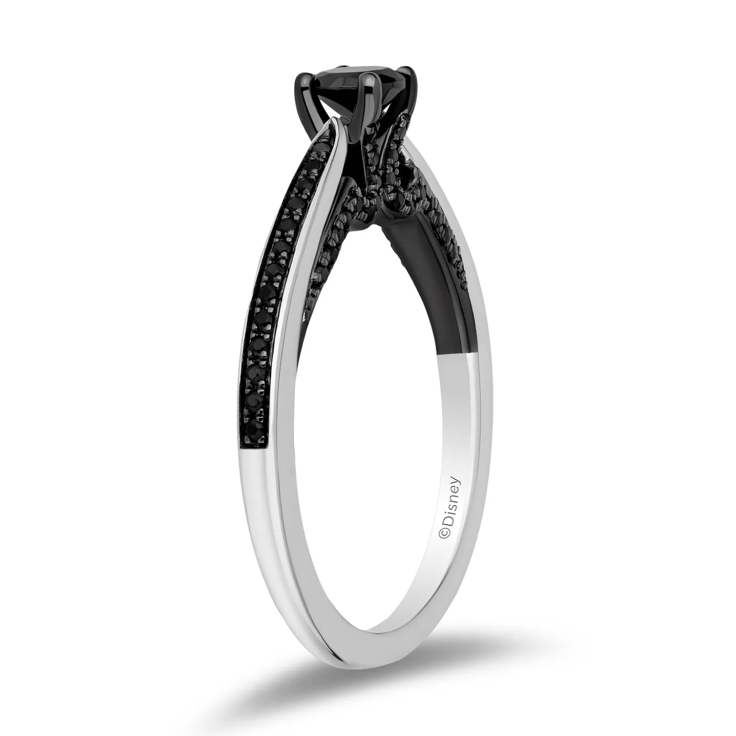 Enchanted Disney Fine Jewelry 14K White Gold with 5/8 CTTW Black Diamonds Maleficent Engagement Ring