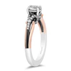 Enchanted Disney Fine Jewelry 14K White Gold and Rose Gold with Black Rhodium Ursula Engagement ring with 1/2 CT Oval Center and 3/4 CTTW Diamonds