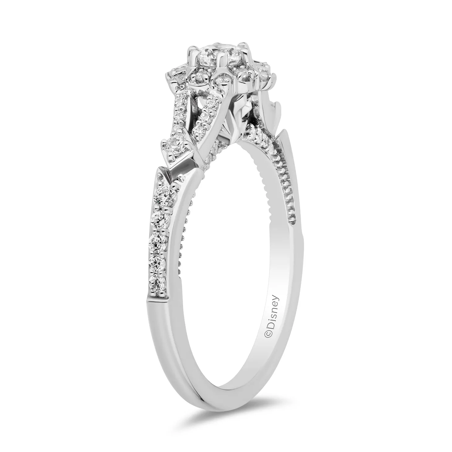 Enchanted Disney Fine Jewelry 10K White Gold with 5/8 CTTW Diamonds Elsa Engagement Ring