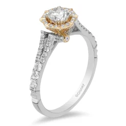 Enchanted Disney Fine Jewelry 14K White Gold and Yellow Gold 3/4 CTTW Mulan Engagement Ring