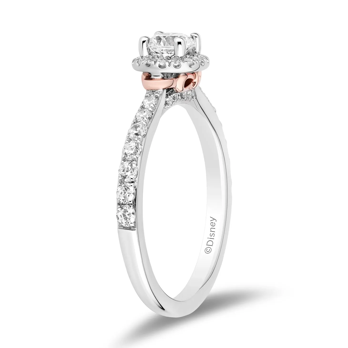 Enchanted Disney Fine Jewelry 14K White Gold and Rose Gold with 3/4 CTTW Diamonds Snow White Engagement Ring