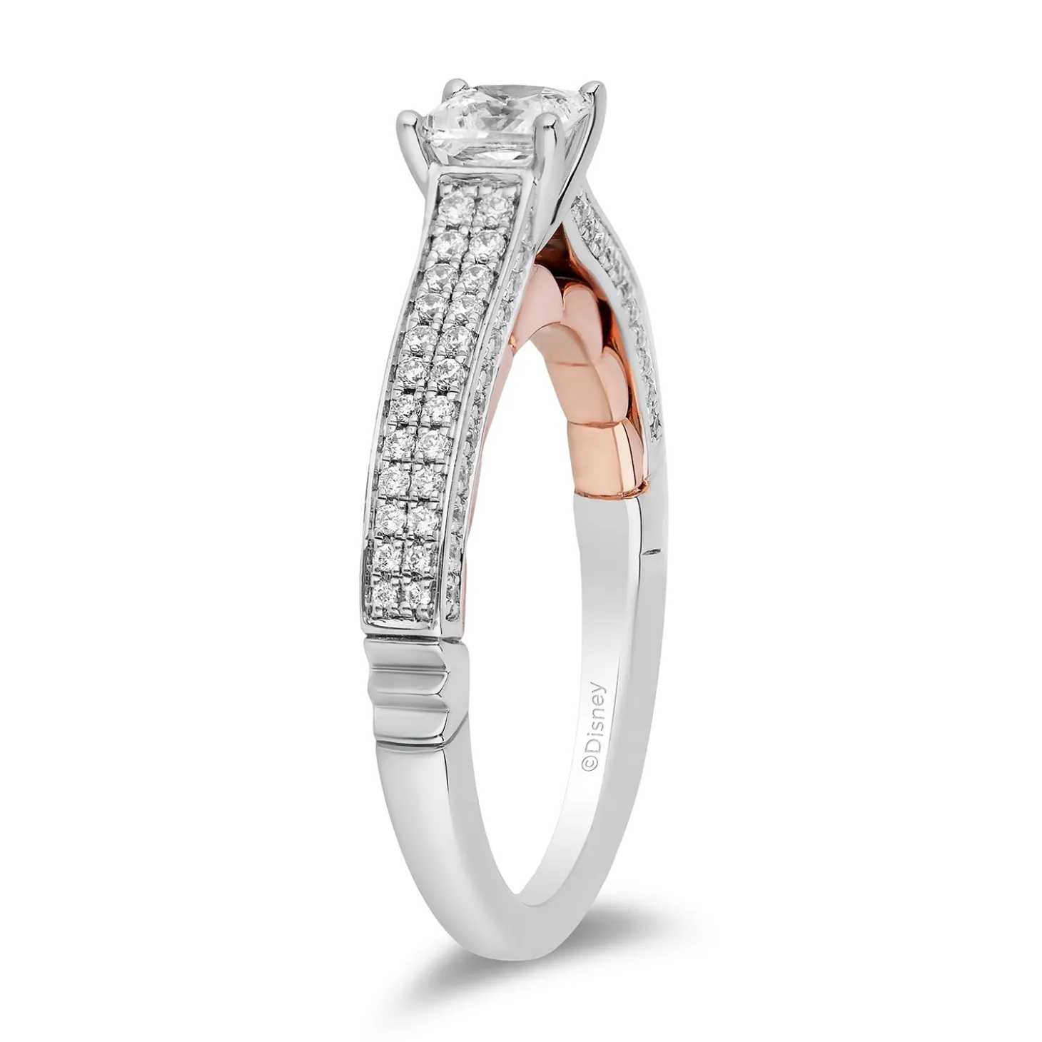 Enchanted Disney Fine Jewelry 14K White Gold and Rose Gold with 1 CTTW Diamonds Ariel Engagement Ring