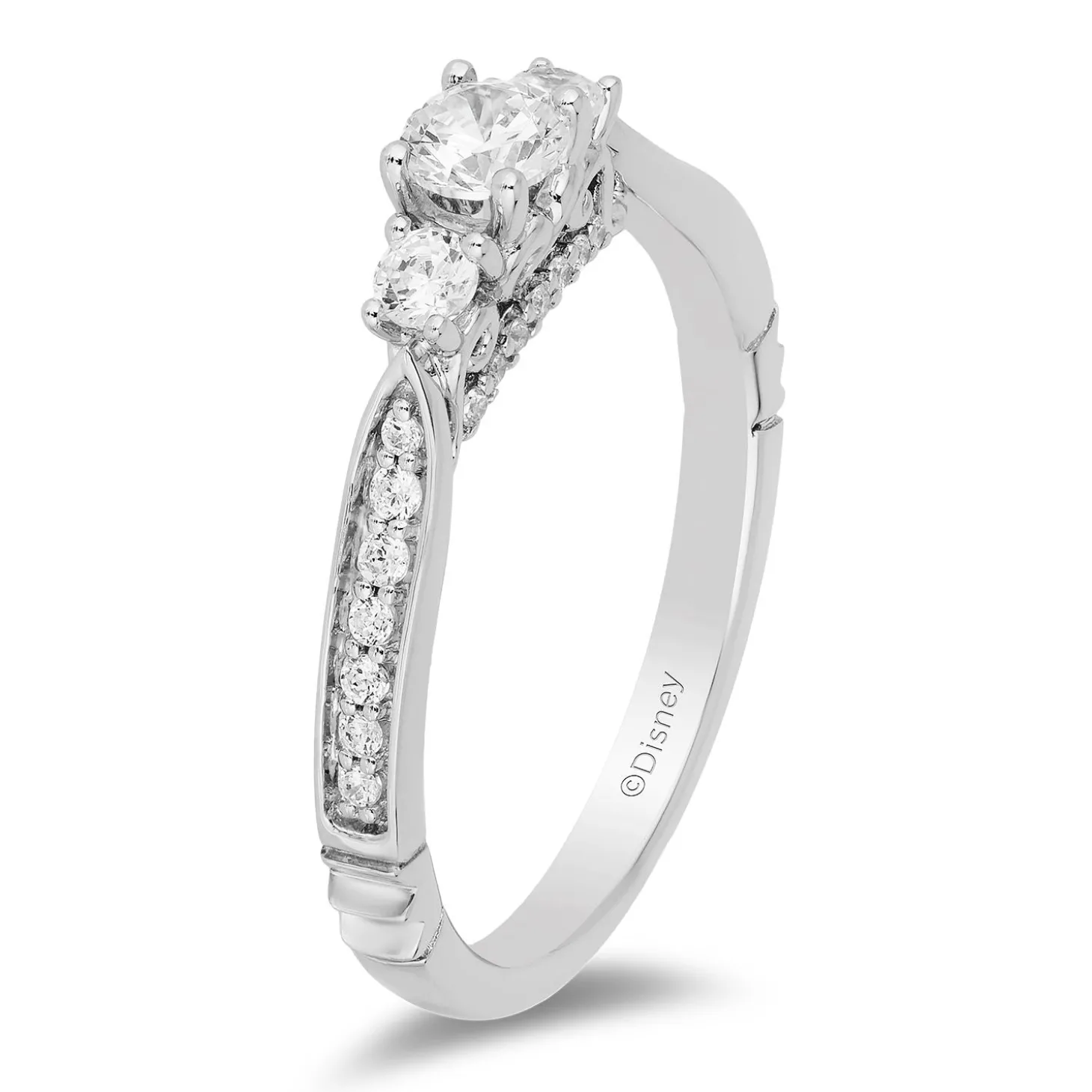 Enchanted Disney Fine Jewelry 14K White Gold With 1/2 CTTW Diamond Majestic Princess Engagement Ring