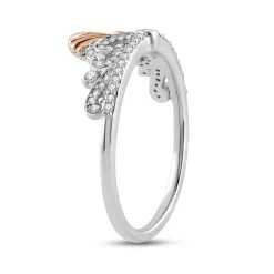 Enchanted Disney Fine Jewelry Sterling Silver and 14K Rose Gold with 1/5 CTTW Diamonds Ariel Ring