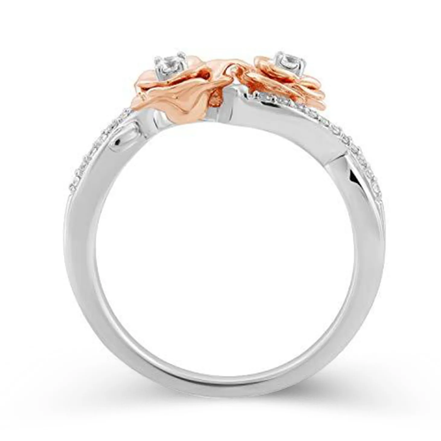 Enchanted Disney Fine Jewelry 14K Rose Gold Over Sterling Silver 1/6 CTTW Belle Rose Fashion Ring